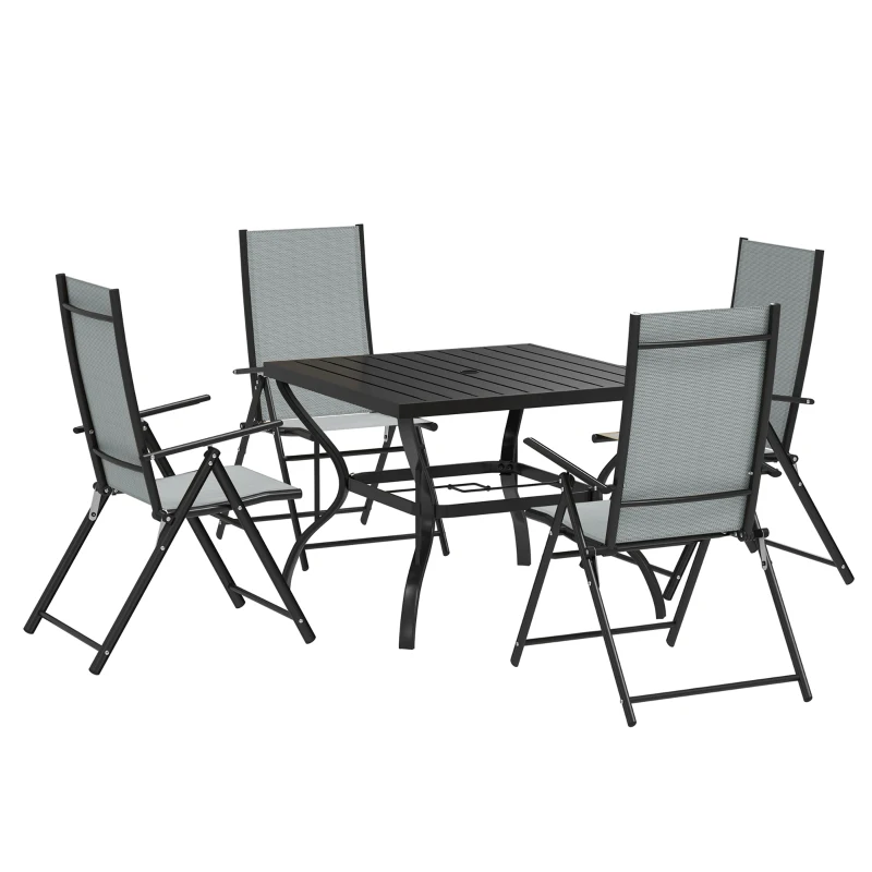 Outsunny Five-Piece Steel Frame Patio Set - Grey/Black