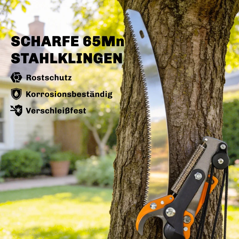Outsunny 2-in-1 boomzaag met geïntegreerde takkenschaar, telescopische steel van 135/172/199 cm voor hoge takken, oranje
