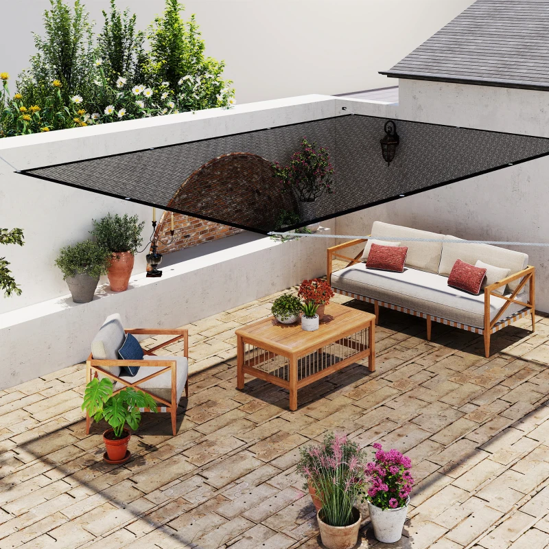 Outsunny Voile d'ombrage rectangulaire 3 x 2 m toile ombrage avec protection UV pour patio jardin terrasse extérieur balcon, noir