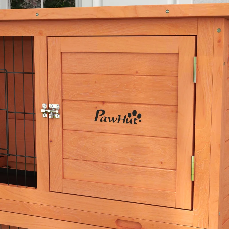 PawHut Kleindierstal Kleindierhuis Knaagdierhuis, weerbestendig, 2 Bakken, 123 x 63 x 112 cm, Oranje