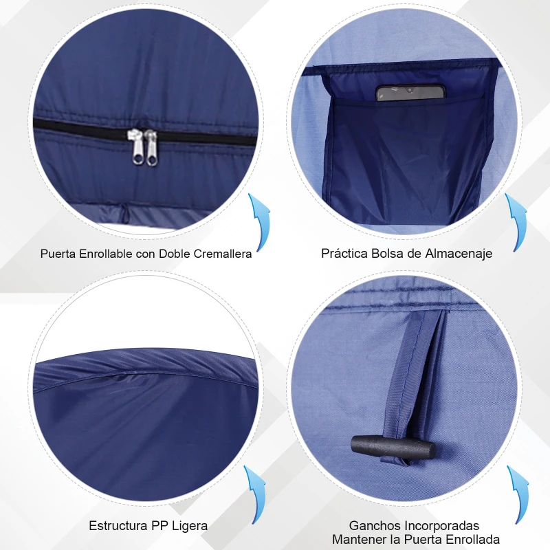 Outsunny Tienda de Ducha Pop Up con Protección UV Techo Impermeable y Asa para Camping Playa 100x100x185 cm Azul Turquí