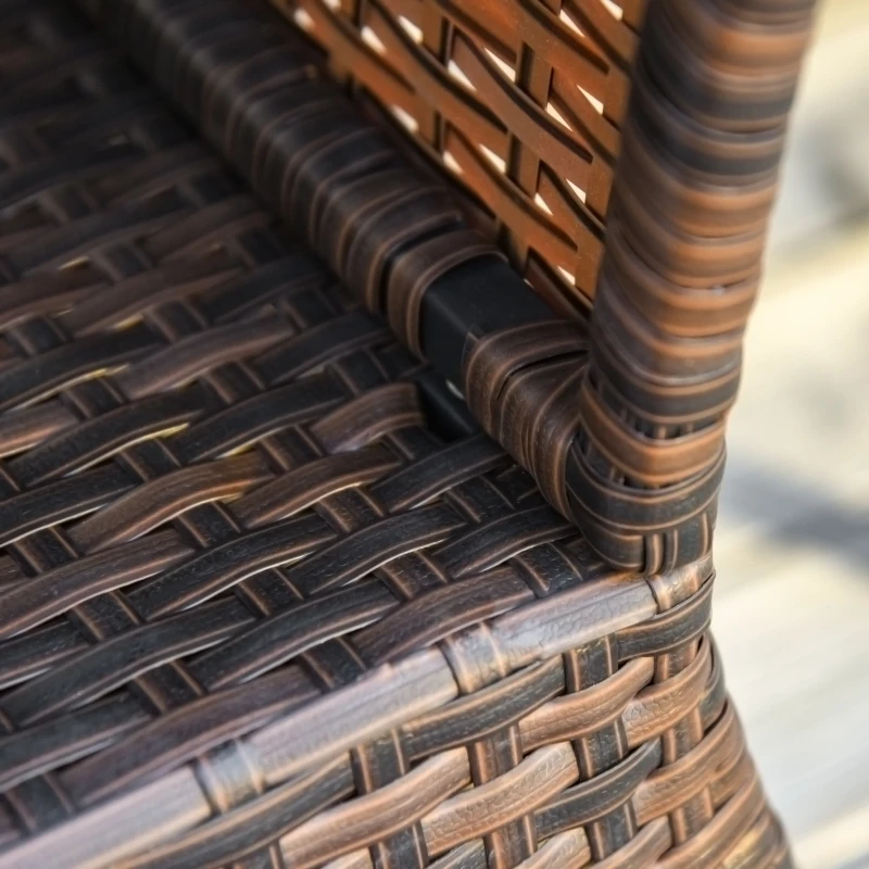 Outsunny Tavolino da Giardino con Ripiano Inferiore e Foro per Ombrellone da 4cm in Rattan 54x54x55cm Marrone