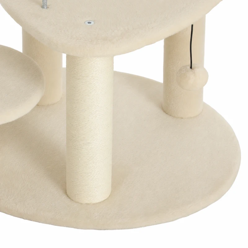 PawHut Arbre à Chat Tour pour Chat en Rotin Design 4 Niveaux avec Niche Quenouille Panier Jute et Coussin 132cm Beige