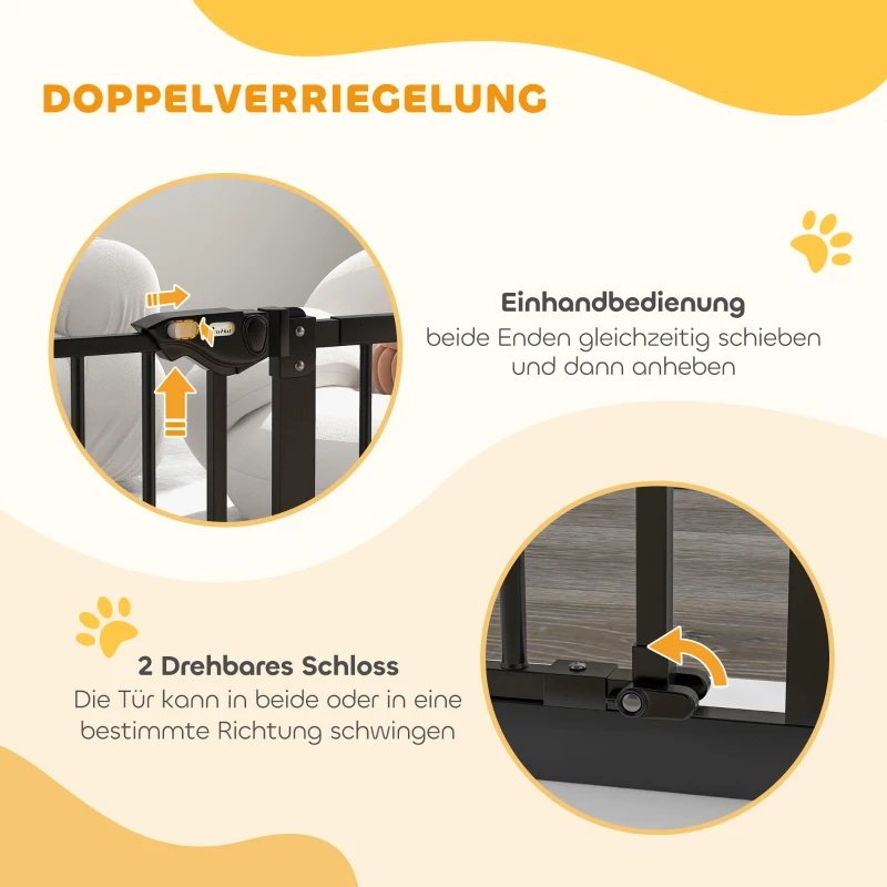 PawHut Veiligheidshek voor Honden, Afscheidingshek, Huisdierenbeschermend Gitter, Metaal, Kunststof, 74-80/87-94 cm, Zwart