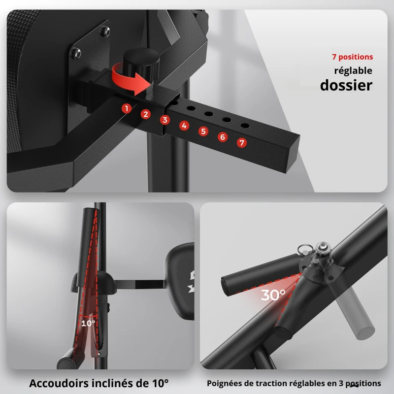 Power Tower Dip-Station barre de traction, double base triangulaire, multifonctionnelle, 107,4x81,3x235 cm, Noir