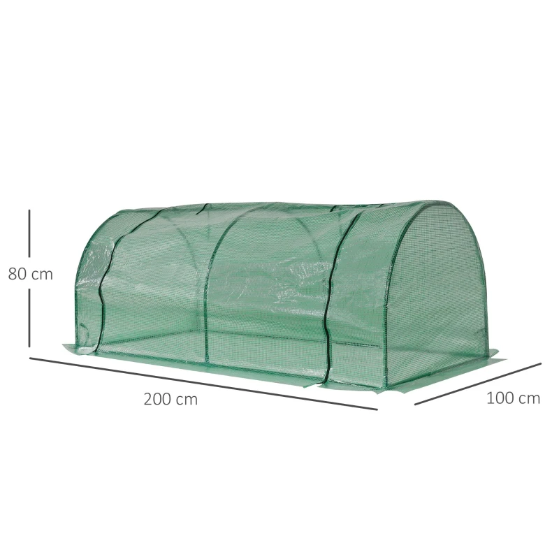 Outsunny Kas, Tuinkas met Deur, Koude Bak, Plantenhuis, Plantenkweek, Staal, Kunststof, 200 x 100 x 80 cm, Groen