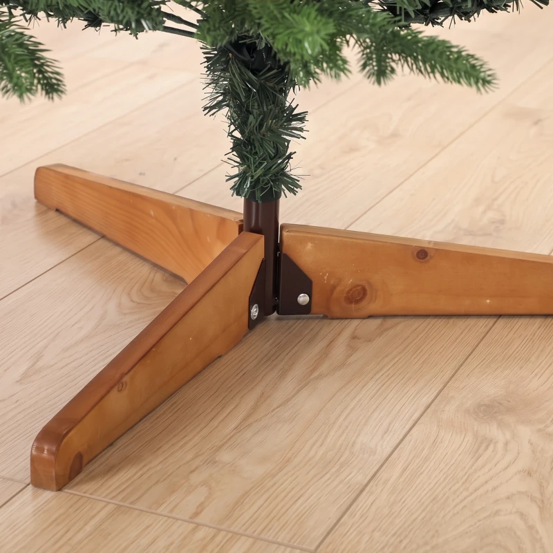 HOMCOM Sapin de Noël Artificiel 180 cm, Arbre de Noël avec 889 Pointes de Branches Articulées Réalistes, Support en Bois, Vert