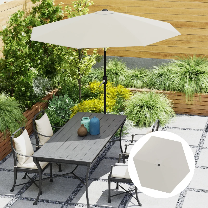 Outsunny Telo di Ricambio per Ombrellone Ø3 m con Prese d'Aria per Telai in Legno e Acciaio, Crema
