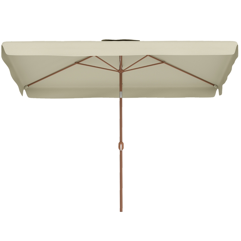 Outsunny Sombrilla de Terraza Exterior 300x200x245 cm con Ángulo Ajustable Mástil de Aluminio Manivela y Protección UV 50+ Beige
