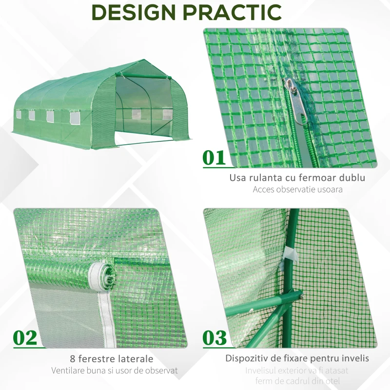 Outsunny, sera pentru gradina cu acoperis, 6x3x2, verde | Aosom Ro(m-6)
