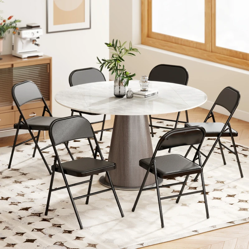 HOMCOM 2-delige set klapstoelen, draagbare bureaustoelen, stalen poten, opvouwbare stoel voor kantoor, ontvangst, wachtruimte, kunstleer, zwart