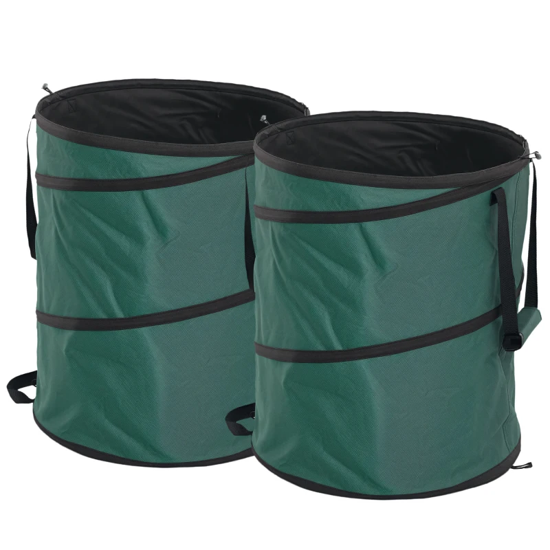 Outsunny 2x160L Waterdichte Tuinafvalzak met Draaglussen, Stabiel en Robuust, Groen