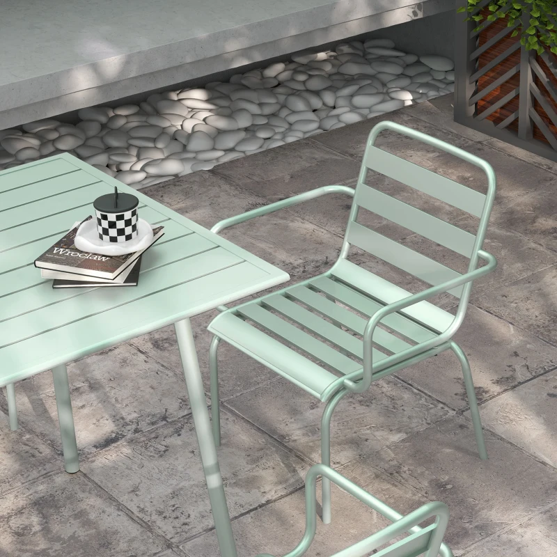 Outsunny 5-delige tuinzitgroep Outdoor zitgroep tuinmeubelset, weerbestendig, modern design, 80 x 80 x 74 cm, Groen