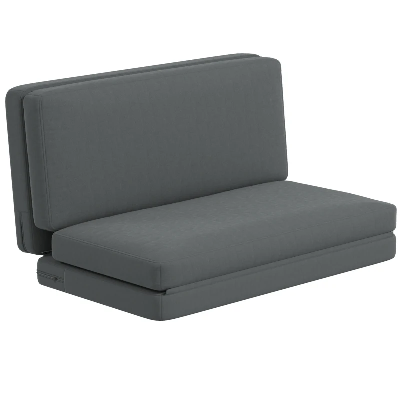 HOMCOM 3-in-1 Opvouwbare Relaxstoel, Gastenmatras, Deelbaar, 138 cm breed, Donkergrijs(m-10)