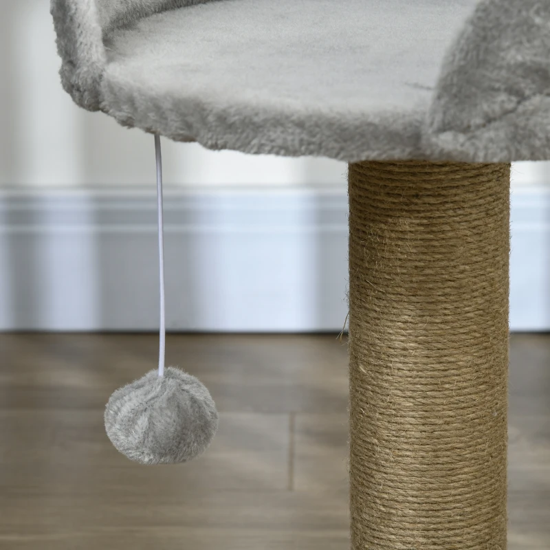PawHut Krabpaal Kattenbed Kattenmand, incl. Speelbal, 40 cm x 40 cm x 49 cm, Grijs