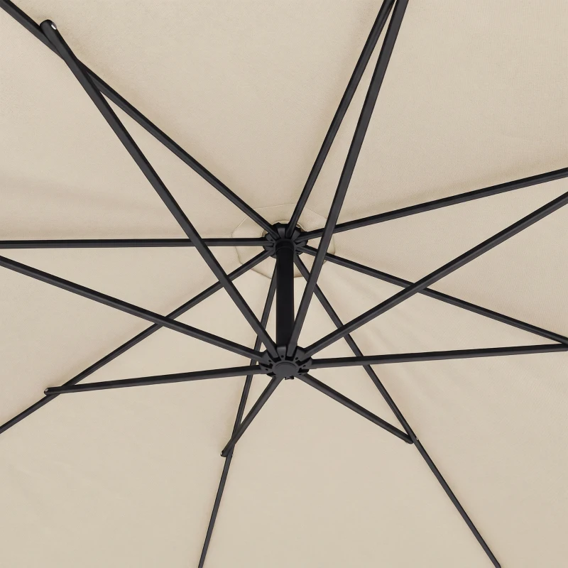 Outsunny 3 m Overhanging Cantilever Parasol, with Cross Base - Cream White