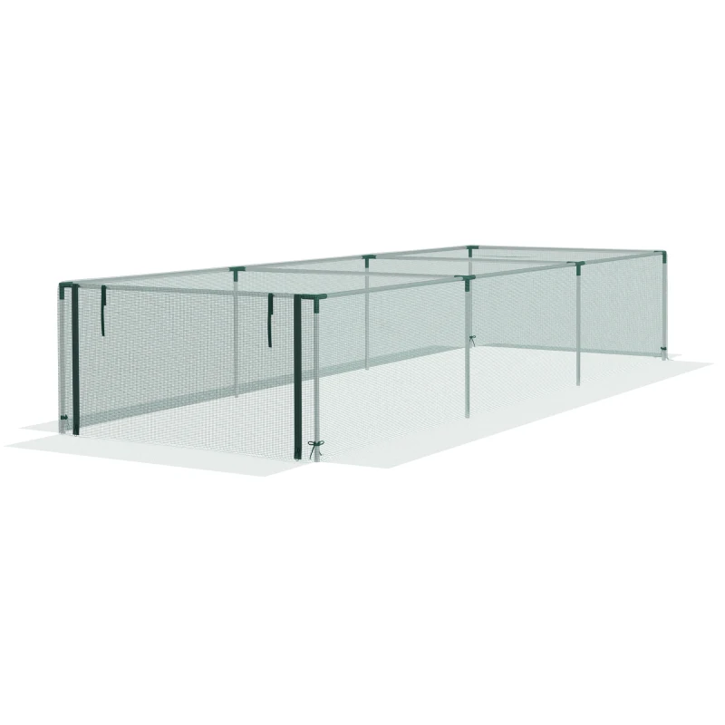 Outsunny 1,25 x 3,73 m Tuinnet, Plantenbeschermingstent met Ritssluiting, Insectenwerend Net, Staal, Groen