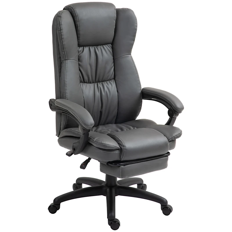 Vinsetto Verstelbare draaistoel met voetsteun, hoofdsteun, massagefunctie, kunstleer, 68,5x68,5x113-121cm, donkergrijs