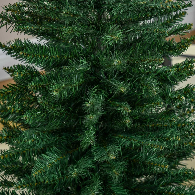 HOMCOM Brad de Crăciun artificial, înalt de 150 cm, subțire, cu crengi realiste și bază din plastic, verde