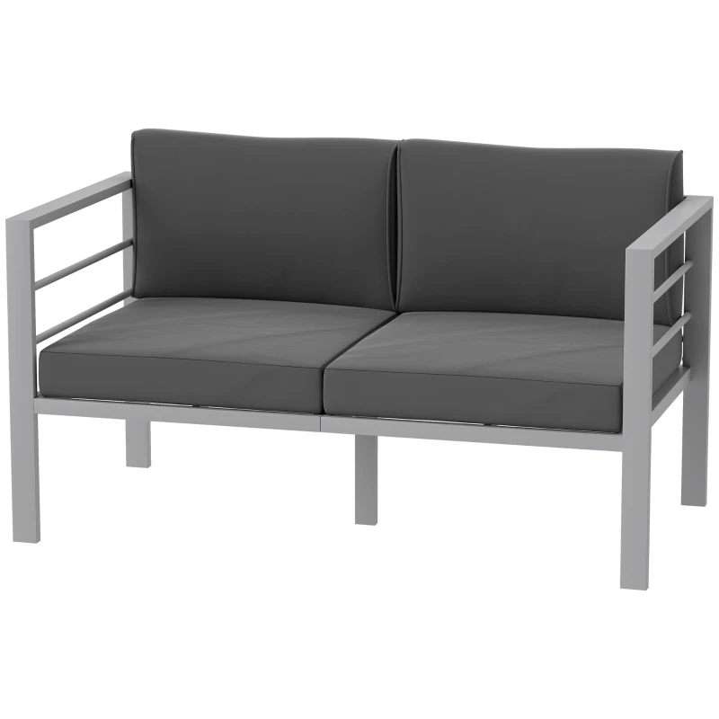 Outsunny Two-Seater Aluminium Garden Sofa - Grey