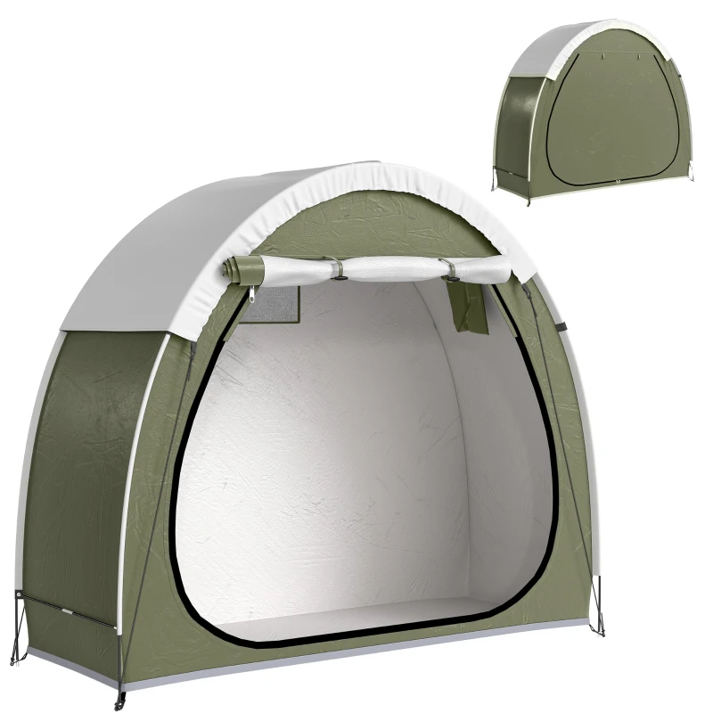 Outsunny Tente à Vélo Abri de Vélo Portable pour 2 Vélos Imperméable avec poche sac transport Tissu Oxford 200 x 80 x 170 cm vert