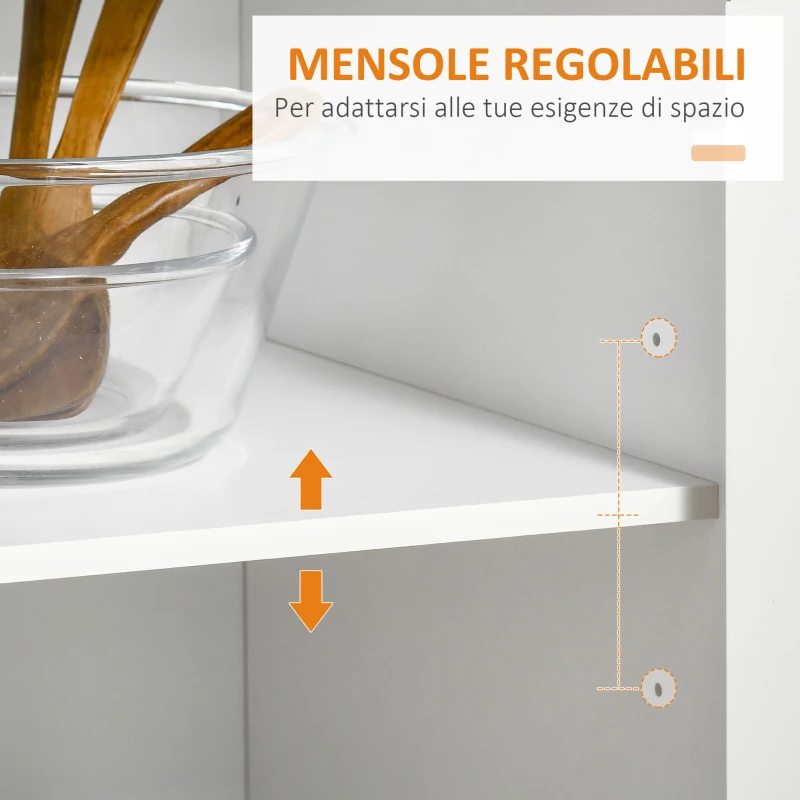 HOMCOM Carrello da Cucina Multiuso in Legno con 2 Cassetti, 104x46x91cm - Bianco