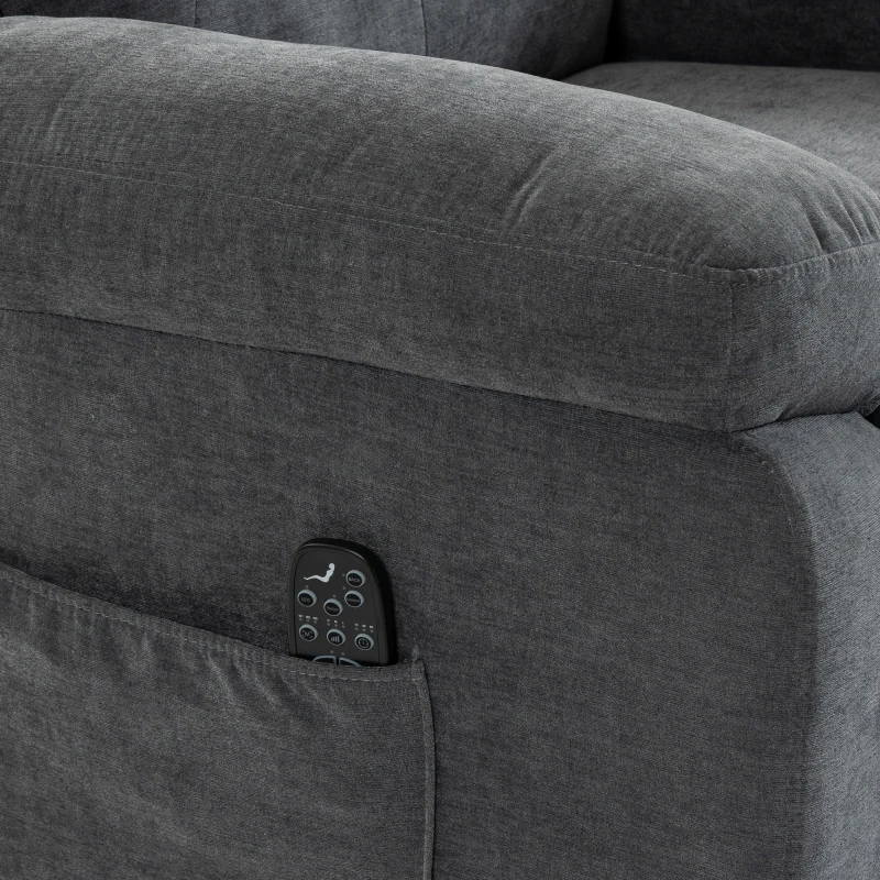 HOMCOM Relaxfauteuil 360° draaibare massagestoel met verwarming, massage en chenille stof, donkergrijs