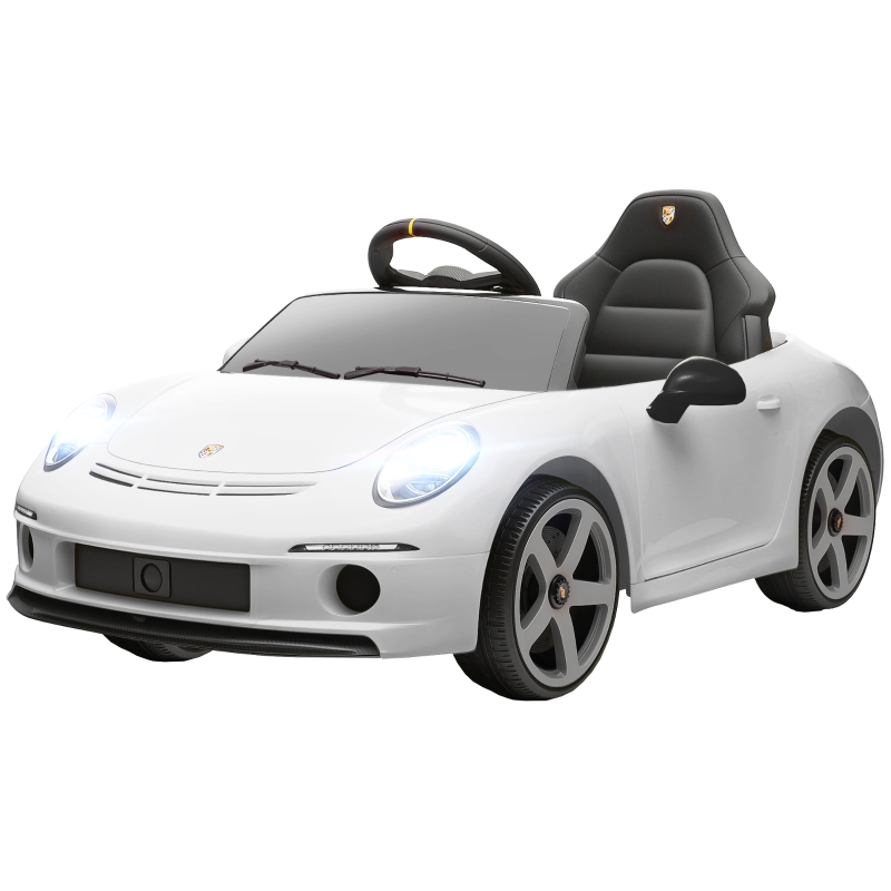 AIYAPLAY Macchina per Bambini 3-5 Anni con Licenza Ufficiale RUF GT, Telecomando, Cintura di Sicurezza e Musica, Bianco