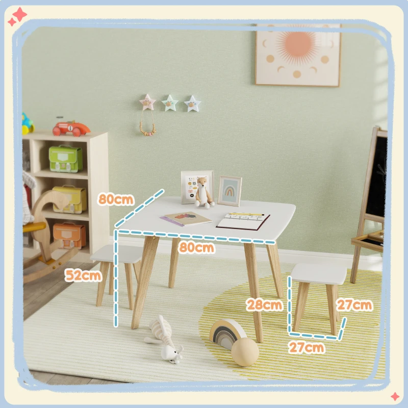 AIYAPLAY Ensemble 1 table et 2 chaises pour enfants, meuble polyvalent pour chambre, salle de jeux, 3-8 ans
