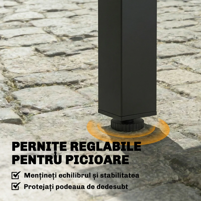 Outsunny Set Mese de Exterior cu Scaune Stivuibile, Gri