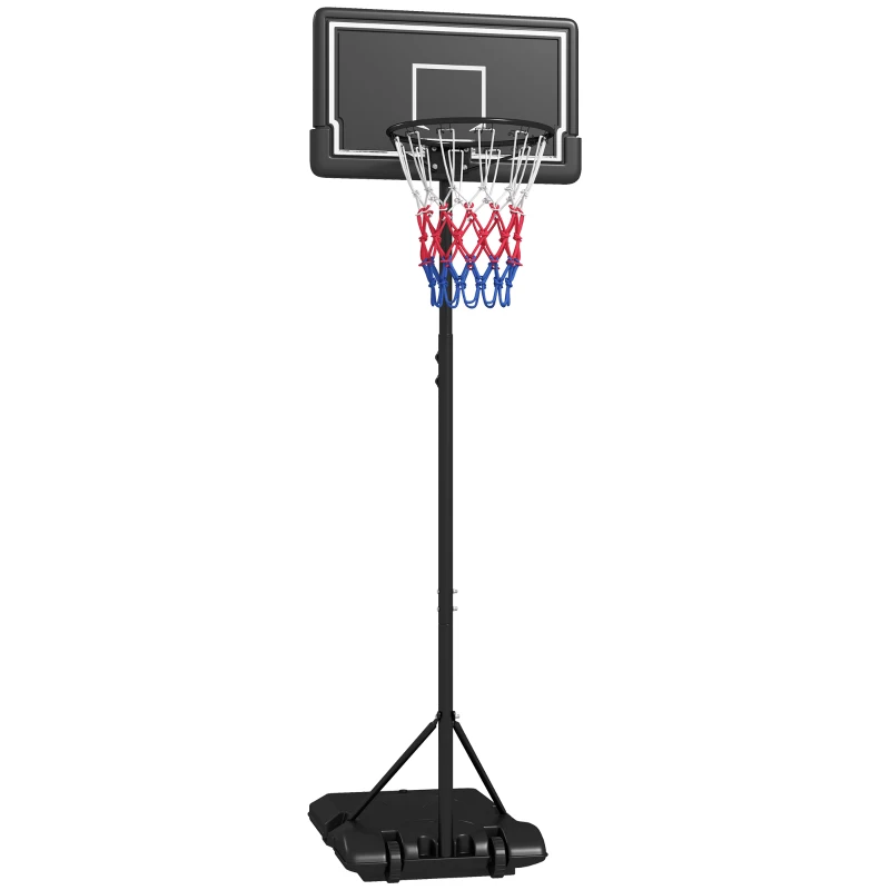 SPORTNOW Basketbalstandaard, verstelbaar in hoogte, mobiel, vulbaar, met een onbreekbaar achterbord, korfhoogte 1,82 - 2,13 m, zwart