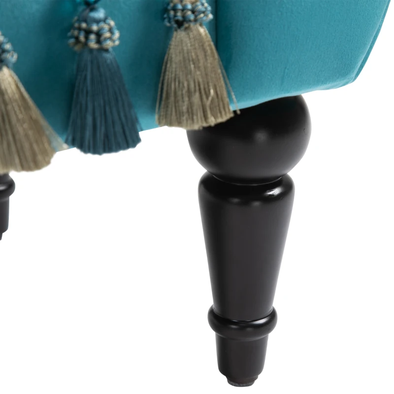 HOMCOM luxe zitbank gestoffeerde bank populierenhout rubber blauw