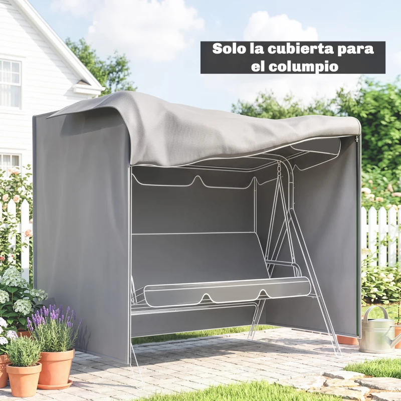 Outsunny Funda para Balancín de Jardín con Cremallera Cubierta para Muebles de Exterior 177x114x152 cm Gris