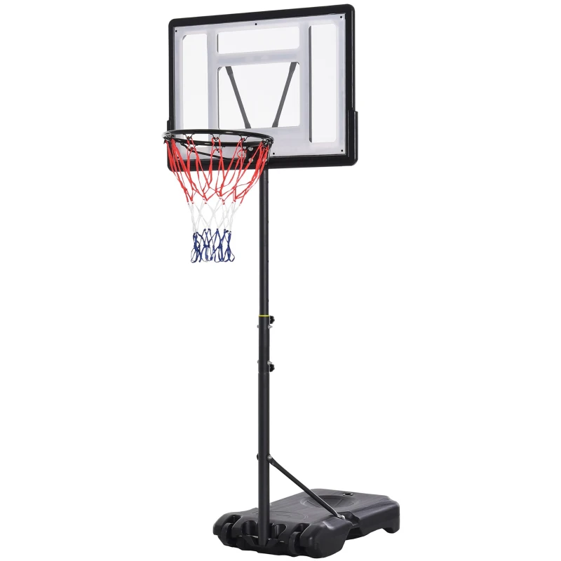 HOMCOM Panier de basket sur pied hauteur réglable de 203cm à 258 cm avec roulettes panneau arrière solide base de lestage noir