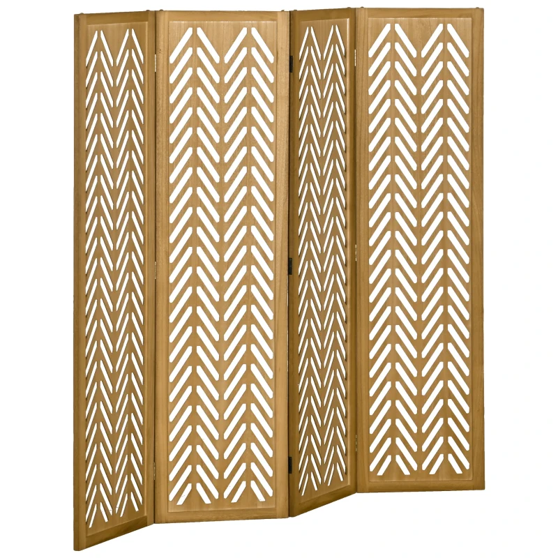 HOMCOM Paravent en bois ajouré séparateur de pièce closion intérieur pliable 4 panneaux en bois 160 x 170 cm naturel