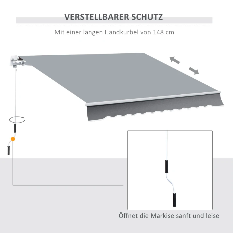 Outsunny voortent met handslinger aluminium wit + beige 395 x 245 cm
