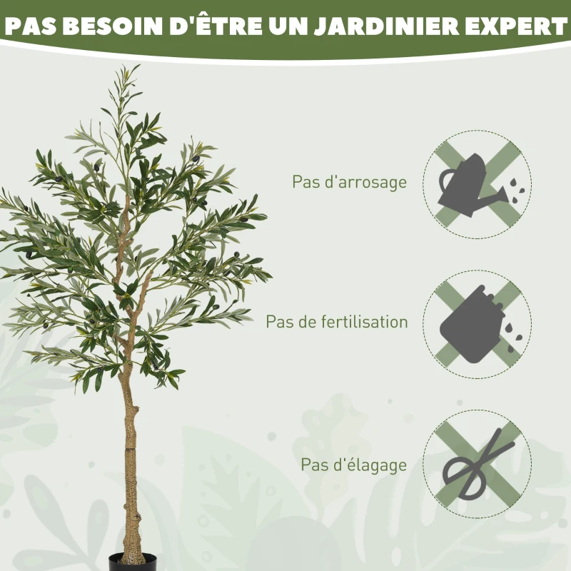 HOMCOM Olivier artificiel 150 cm plante artificielle intérieur, fausse plante décoration pour maison, bureau, salon, chambre