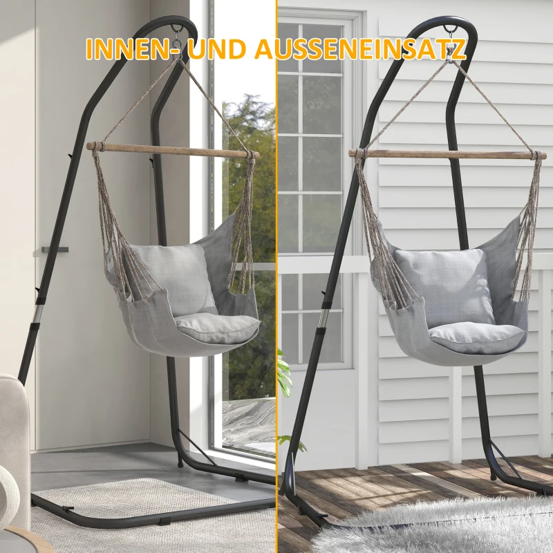 Outsunny Hangstoelstandaard Standaard voor Hangstoel Ophanging, 133 cm x 116 cm x 195/230 cm, Zwart