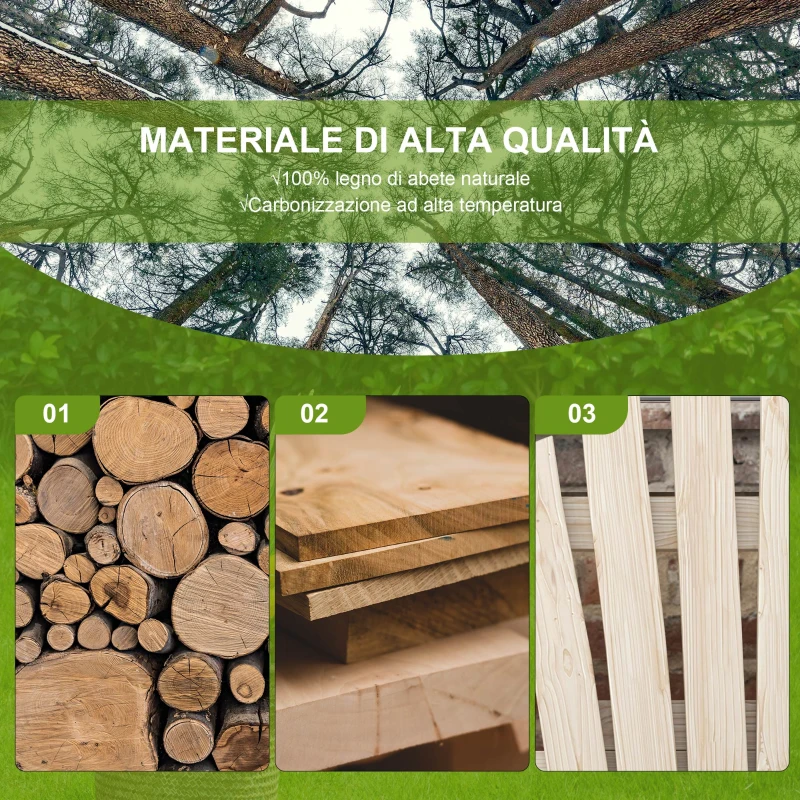 Outsunny Panchina da Giardino in Legno Stile Country con Braccioli a Ruota, 108x66x95cm, Legno Naturale