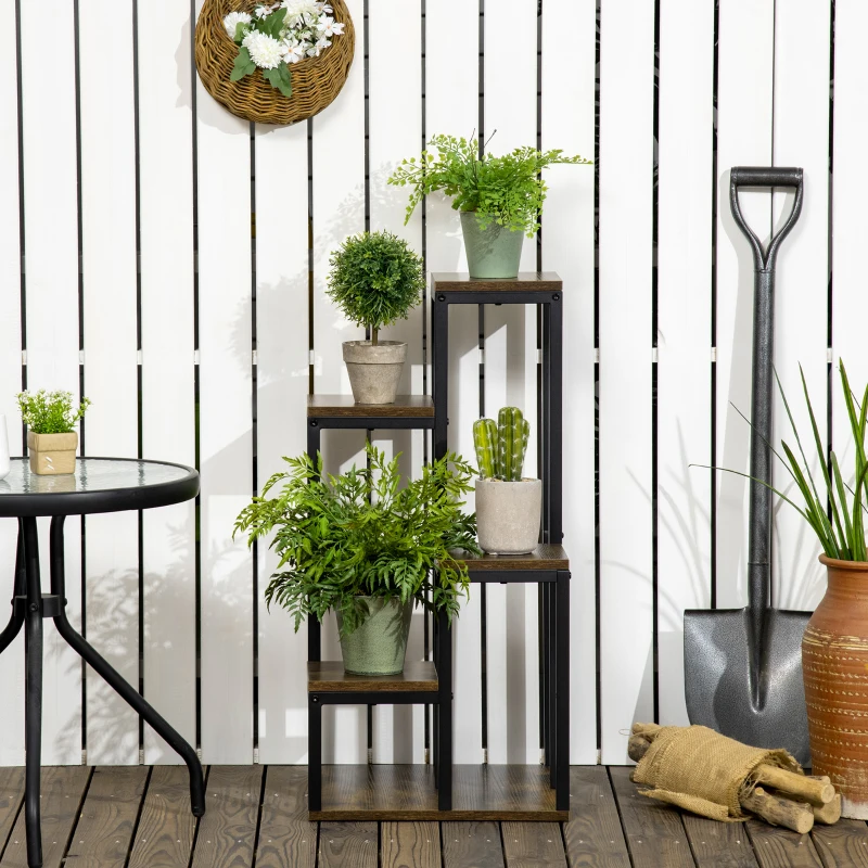 Outsunny 4-laags plantenrek, multifunctioneel bloemenrek voor buiten