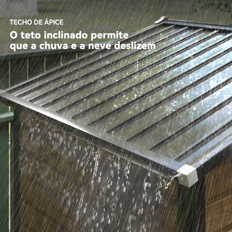 Outsunny Cobertizo Metálico para Jardín 213x120x166/194 cm con Base Refuerzo Puertas Correderas y Ventilaciones Roble