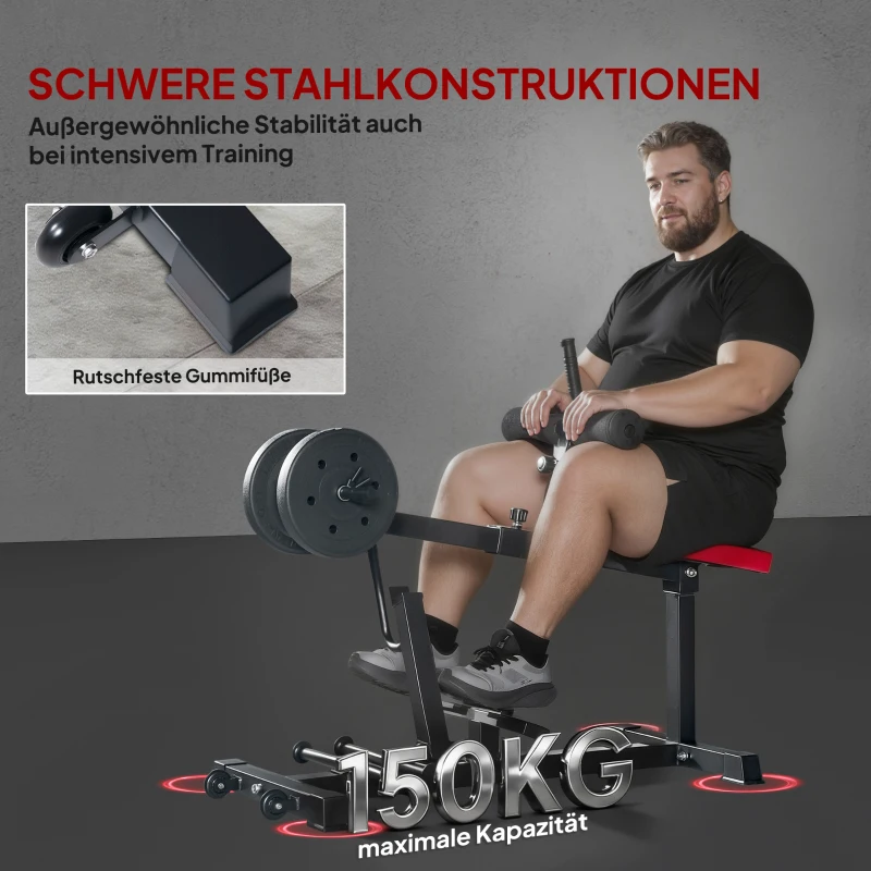SPORTNOW Beentrainingsbank, Kuithefmachine, met Wielen, Sportuitrusting voor Fitnessoefeningen Thuis, Staal, Zwart(m-7)