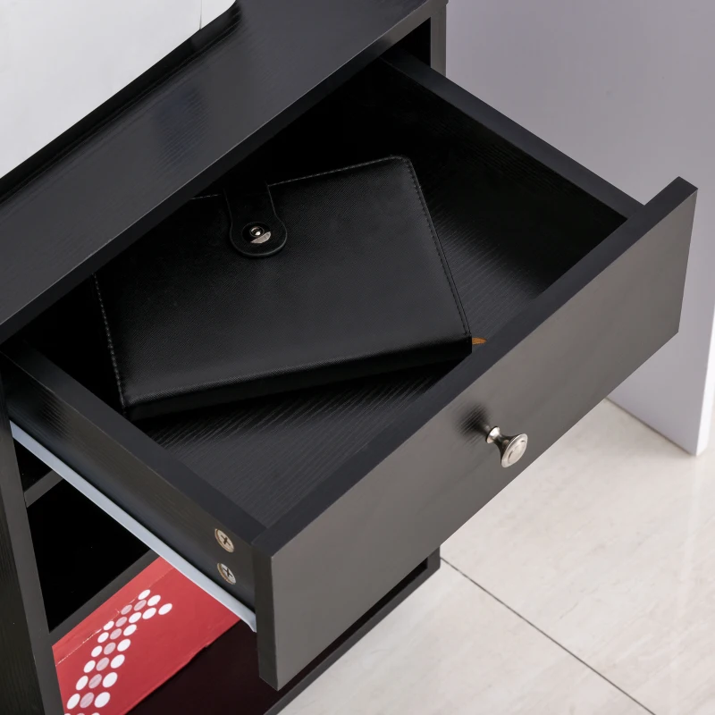 Vinsetto Mobile Porta Stampante in Legno Nero con 1 Cassetto, 2 Ripiani e Mensola CPU, per Ufficio 60x40x68.5cm