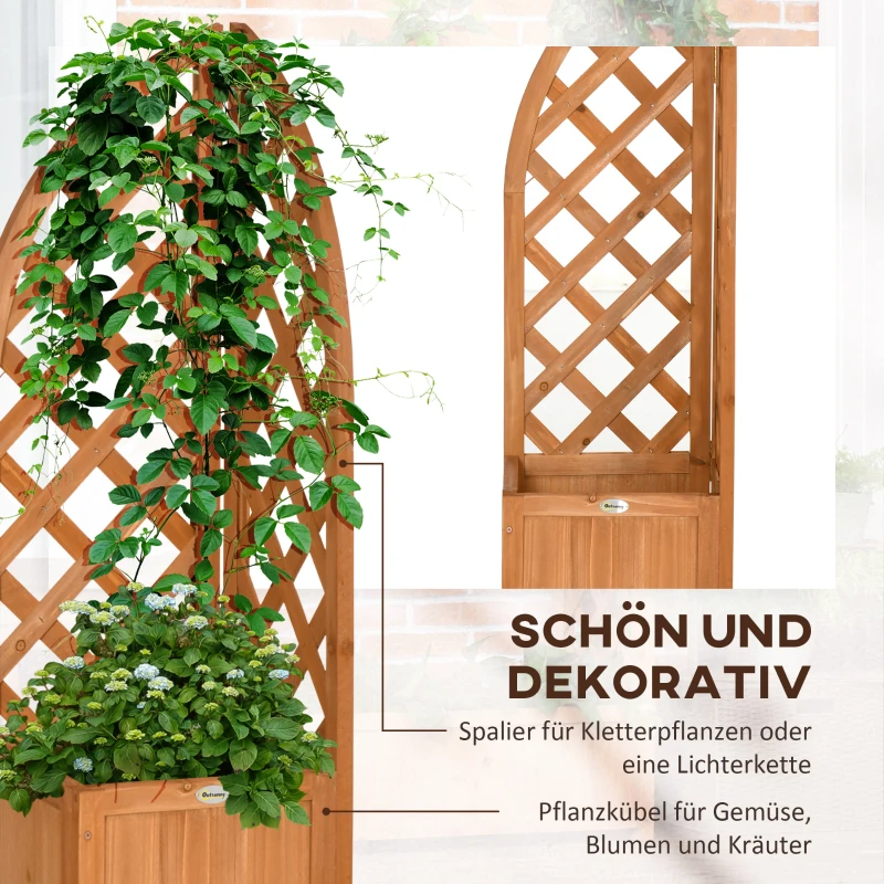 Outsunny Buitenzonnig verhoogd bed met latwerk, bloembak, bloempot, plantenpot bruin