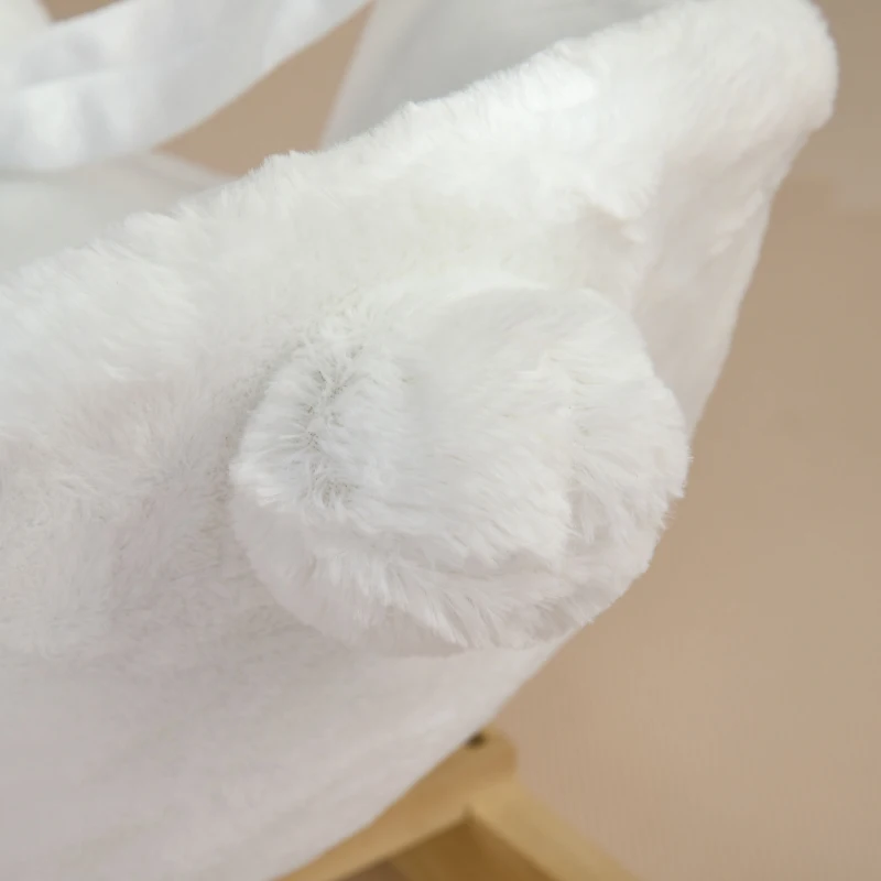 HOMCOM Animale a Dondolo a forma di Coniglio con Suoni e Cintura di Sicurezza, 60x33x50 cm, Bianco