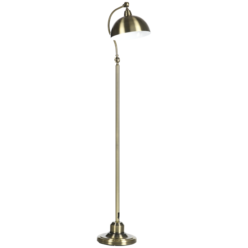 HOMCOM vloerlamp in vintage design, verstelbare hoek, messinglook, 42 cm x 25,5 cm x 152 cm, brons