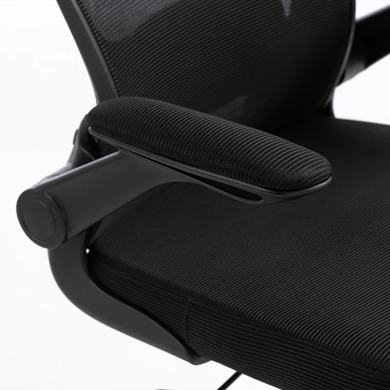 HOMCOM Chaise Bureau Ergonomique, Fauteuil de Bureau en Maille avec Soutien Lombaire et Appui-Tête Réglables, 64x65x129cm, Noir