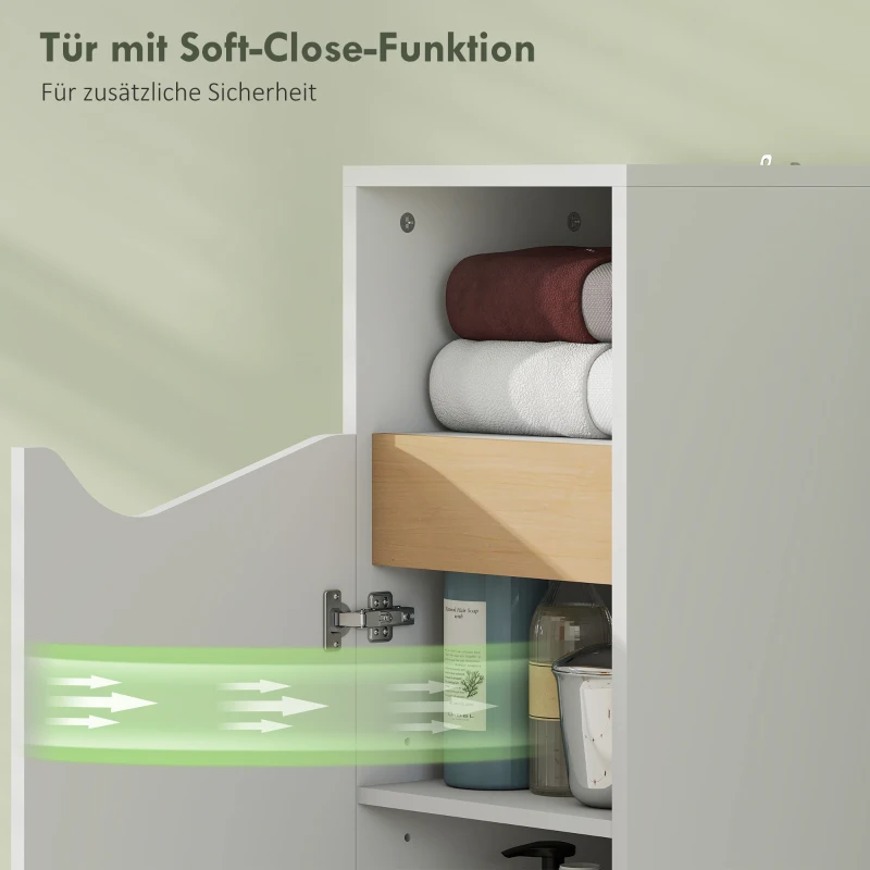 HOMCOM Badkamerkast smal badkast met verstelbare planken, open vak 30 x 30 x 71,5 cm Wit