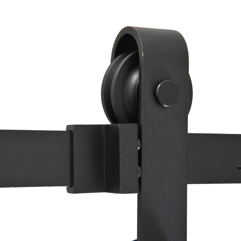 HOMCOM Glijrailsset voor schuifdeur, tot 90 kg, koolstofstaal, 200 cm, zwart, inclusief gereedschap(m-8)