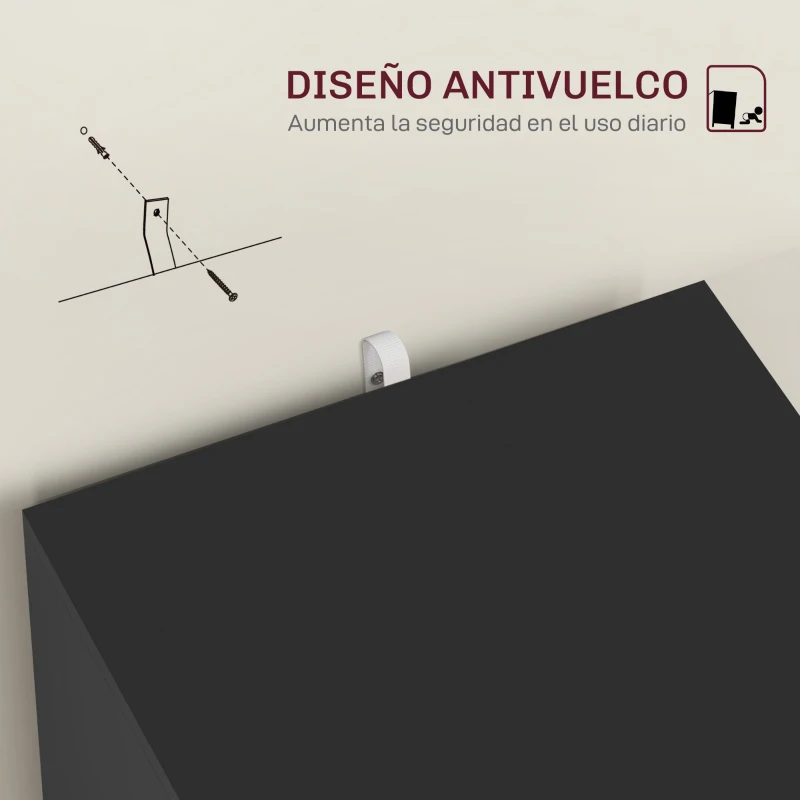 HOMCOM Archivador con Cerradura y 2 Cajones Barras Ajustables para Carpetas A4 y Carta Diseño Compacto 40x41,5x67,5 cm Negro